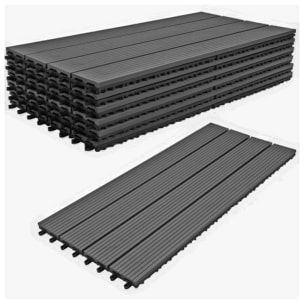 Noka - Pavimento da Esterno con Clip 90x30 cm 6 Piastrelle 1,62 m2 per Giardino Patio Terrazza in WPC NERO