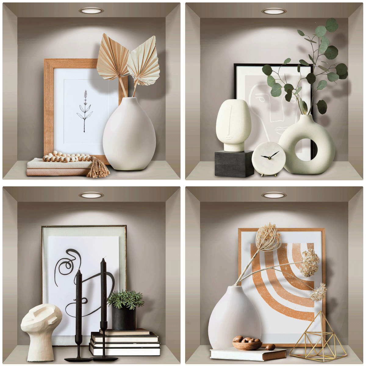 Stickers muraux 3D | Sticker Mural Autocollant effet 3D vases et objets design - Stickers adhésifs 3D Chambre Salon Trompe l'oeil