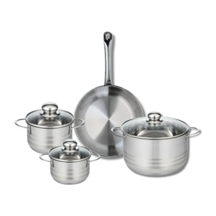 Ensemble de 1 Poêle de cuisson 28 cm et 3 faitouts 14, 16 et 24 cm Elo Profi Brillant