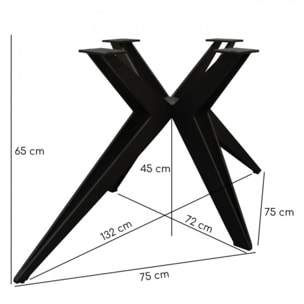 Pied de table de repas n°2 en métal noir - croix ajouré - UNIK