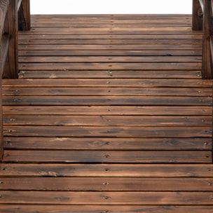 Pont de jardin - pont de bassin - passerelle en bois - dim. 152,5L x 67l x 48H cm - bois de sapin traité carbonisation