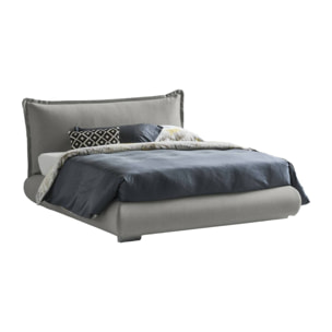 Letto matrimoniale Geras, Letto contenitore con rivestimento e testata in tessuto, 100% Made in Italy, Apertura frontale, adatto per materasso 160x190 cm, Grigio