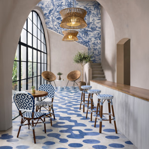 Lot de 2 chaises en textilène avec effet rotin tressé bleu SCALA