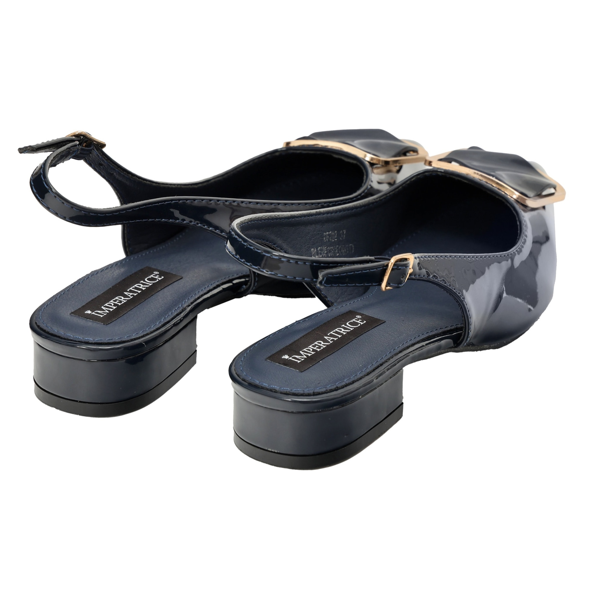 Ballerine in simil pelle verniciata con applicazione