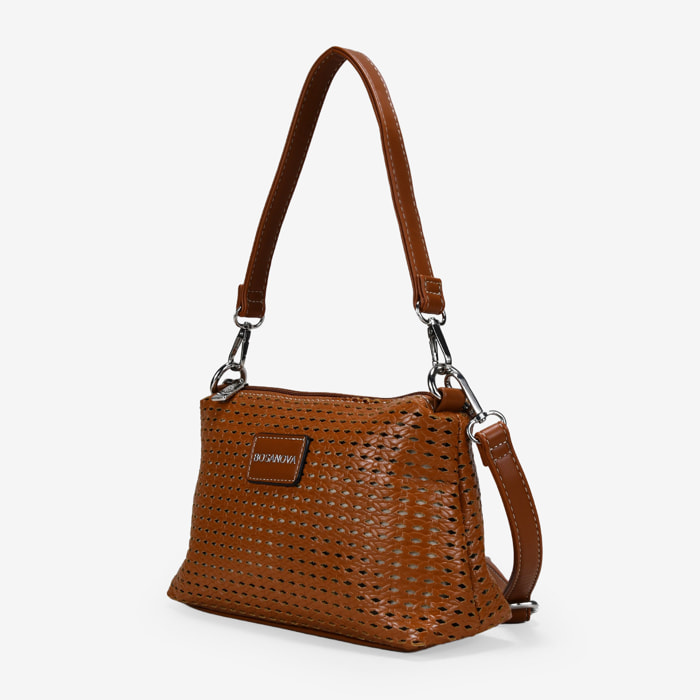 Bolso de hombro cuero pequeño con trenzado