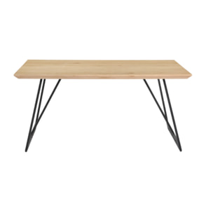 Table de Repas 90 x 160 cm Décor Chêne Piètement Filaire Métal - STRIPE 2
