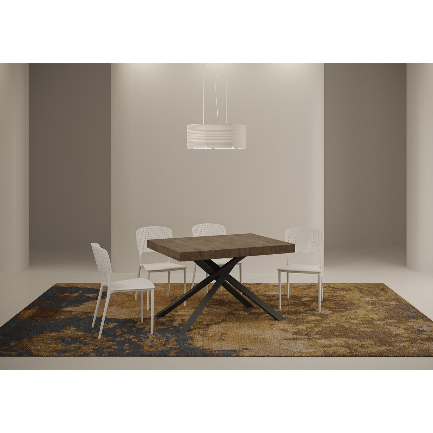 Mesa extensible 90x120/224 cm Karida Premium nogal patas antracita