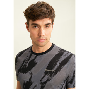 T-shirt stampata effetto pennellata in cotone