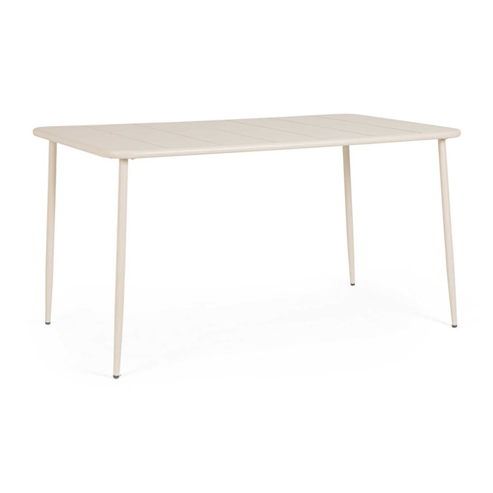 Tavolo rettangolare CALVARI in acciaio beige, 140×80 cm