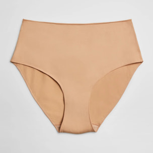 Slip basico in cotone beige a vita alta