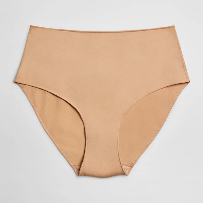 Slip basico in cotone beige a vita alta