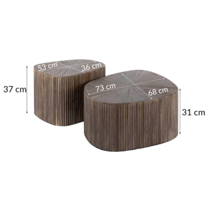 Tania - lot de 2 tables basses gigognes en teck massif - 73 et 53 cm - Bois