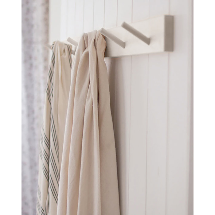 Cintre mural en bois massif blanc 26x5cm Hauteur: 5 Longueur: 26 Largeur: 1.4