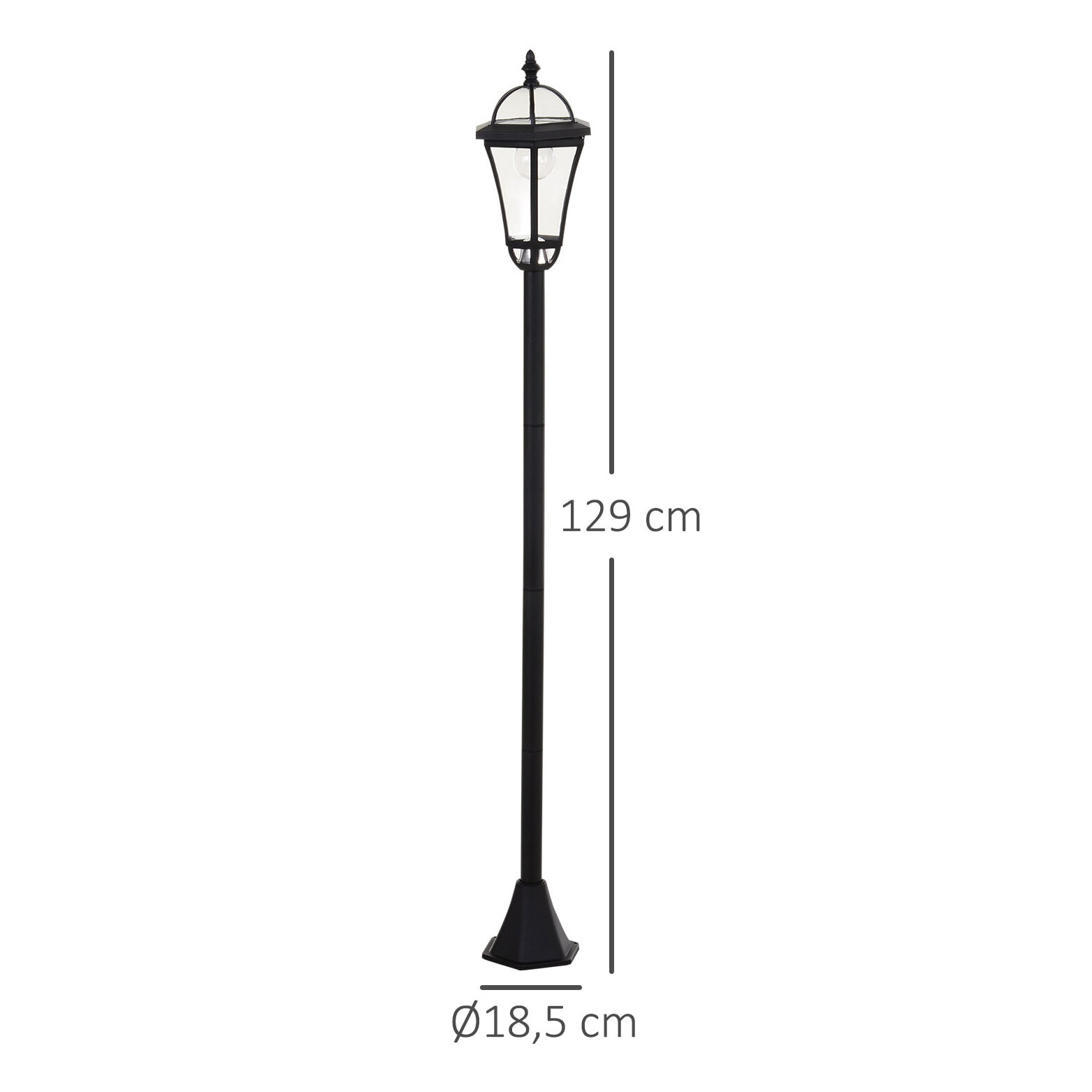 Lot de 2 luminaires extérieurs solaires lampadaires lanternes classiques LED 15 Lm Ø 18,5 x 129H cm noir