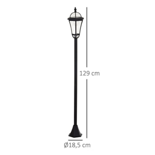 Lot de 2 luminaires extérieurs solaires lampadaires lanternes classiques LED 15 Lm Ø 18,5 x 129H cm noir