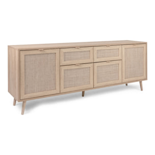 Buffet avec tiroirs et placards effet cannage CARINA