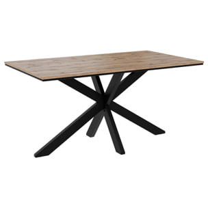 Tom - table à manger - plateau effet bois - pieds en métal - 4 à 6 personnes - Bois / Noir