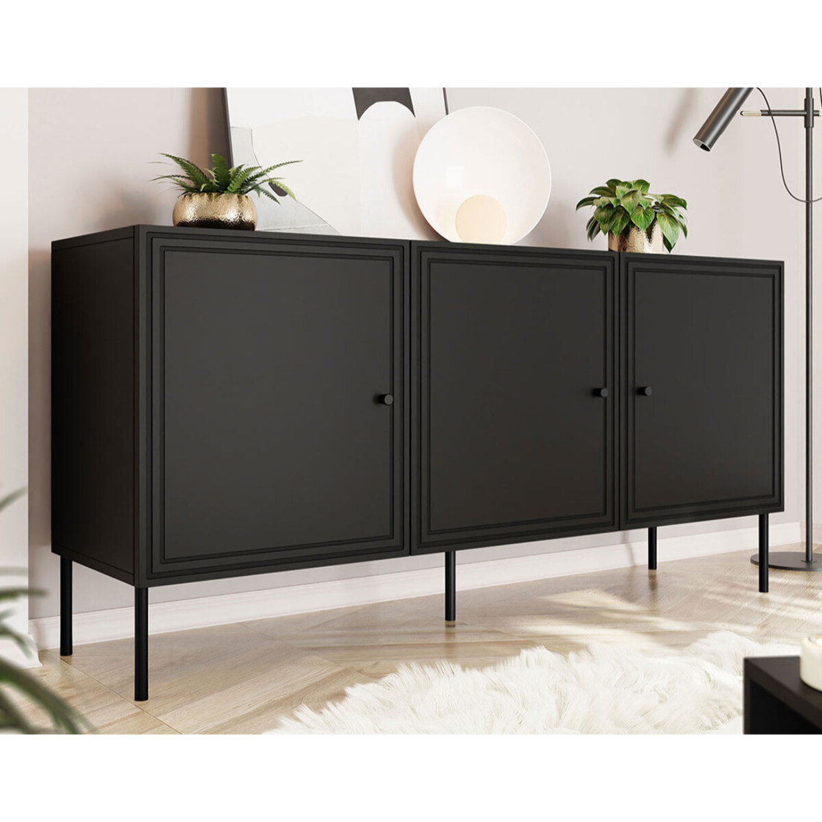 Lavaggi - buffet bas - 3 portes - 150 cm - Noir