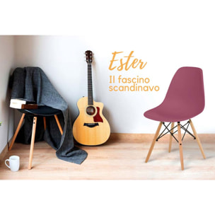 Set 4 sedie design gambe legno bordeaux
