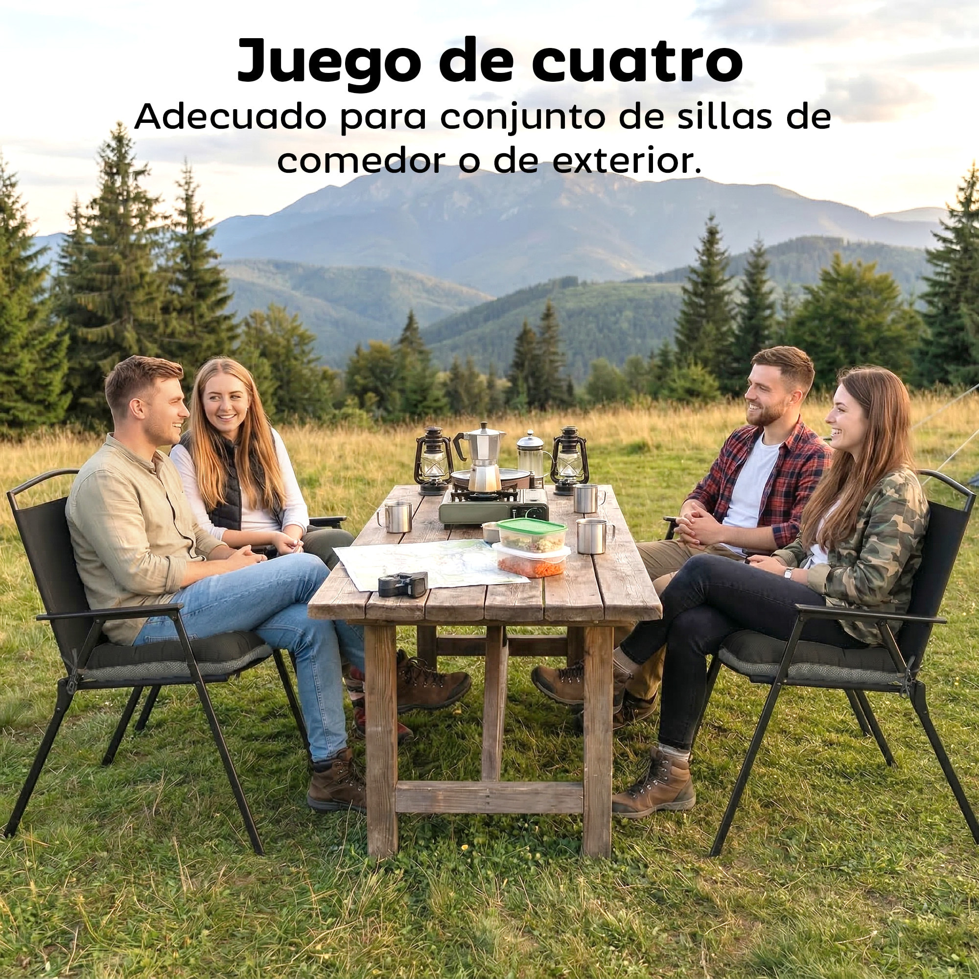 Set de 4 Cojines para Sillas, Cojines para Jardín, Colchones de Silla con Lazos y Base Antideslizante, Impermeables, Protección UV30+, para Interior y Exterior, 39,5x39,5x10 cm, Gris Oscuro