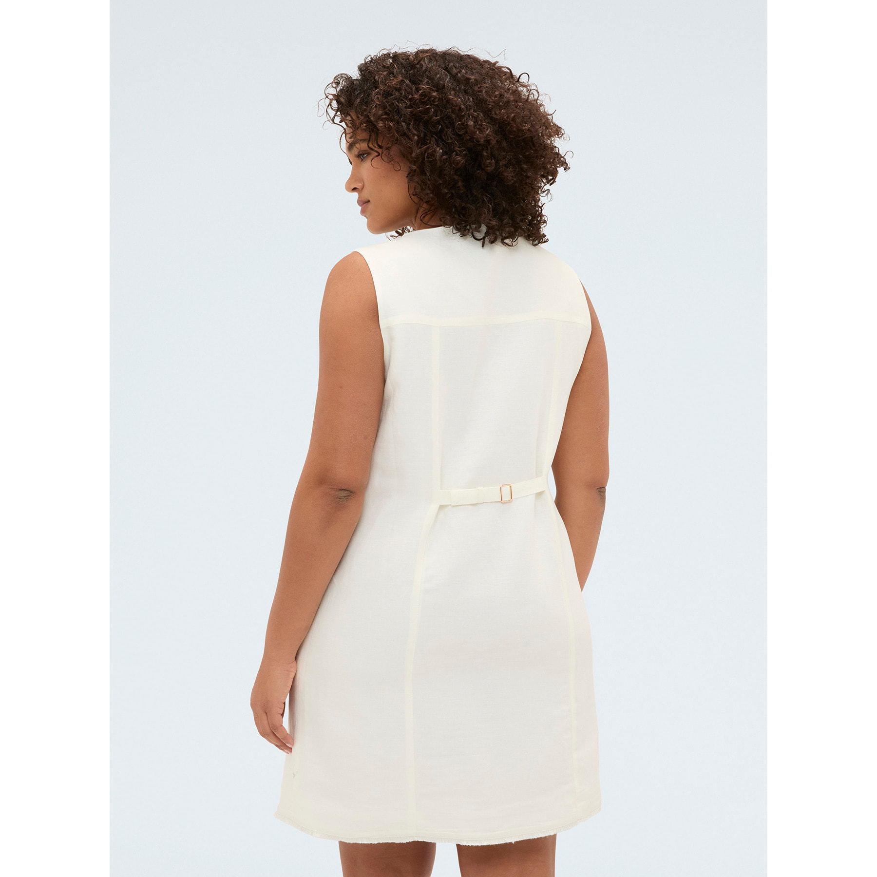 Fiorella Rubino - Vestido camisero en mezcla de lino y viscosa - Blanco