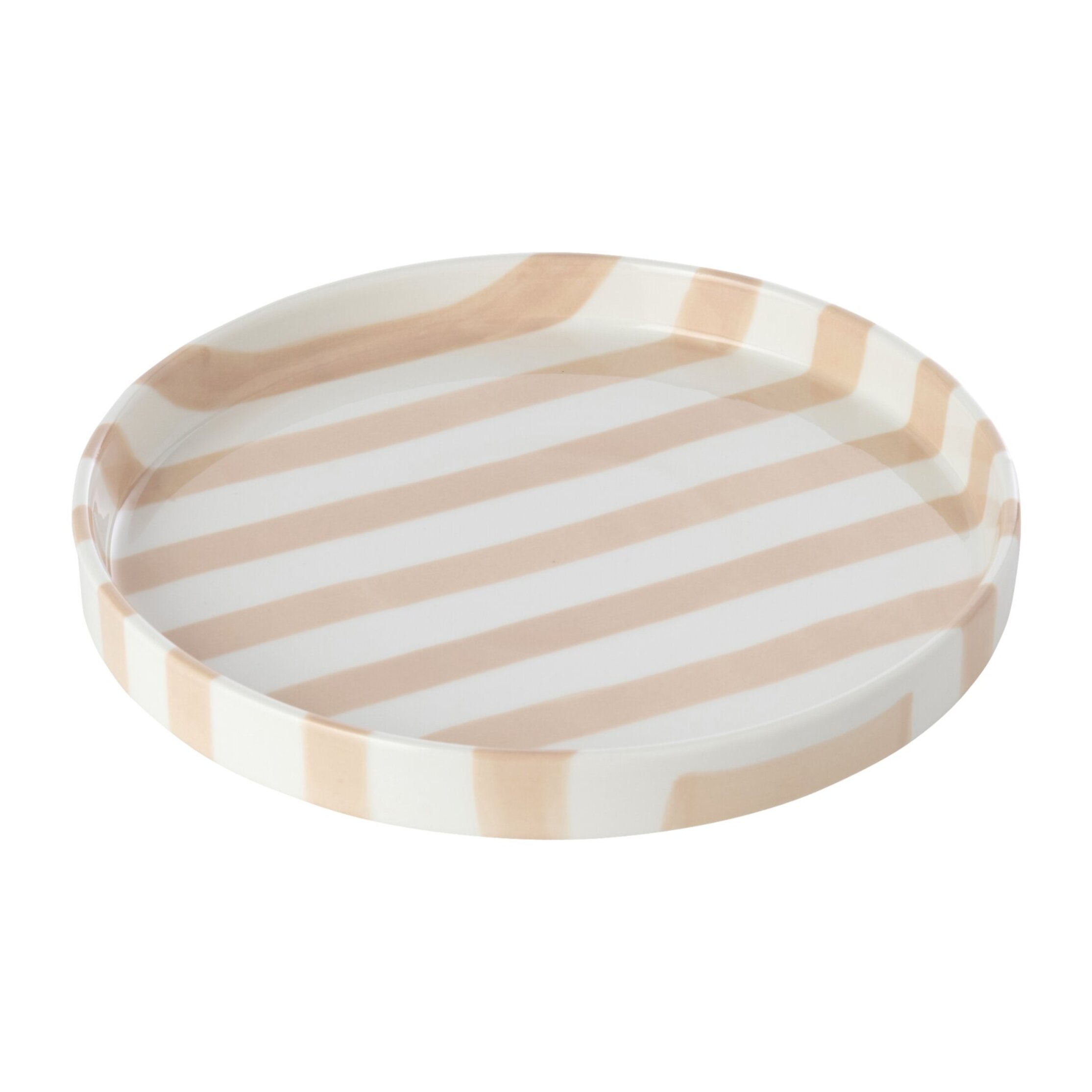 J-Line assiette lignée - grès - beige clair/blanc - small - set de 6