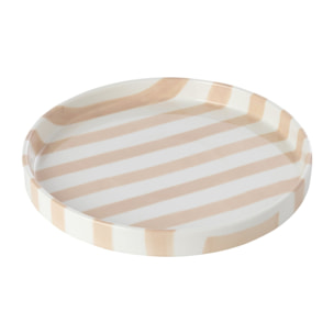 J-Line assiette lignée - grès - beige clair/blanc - small - set de 6
