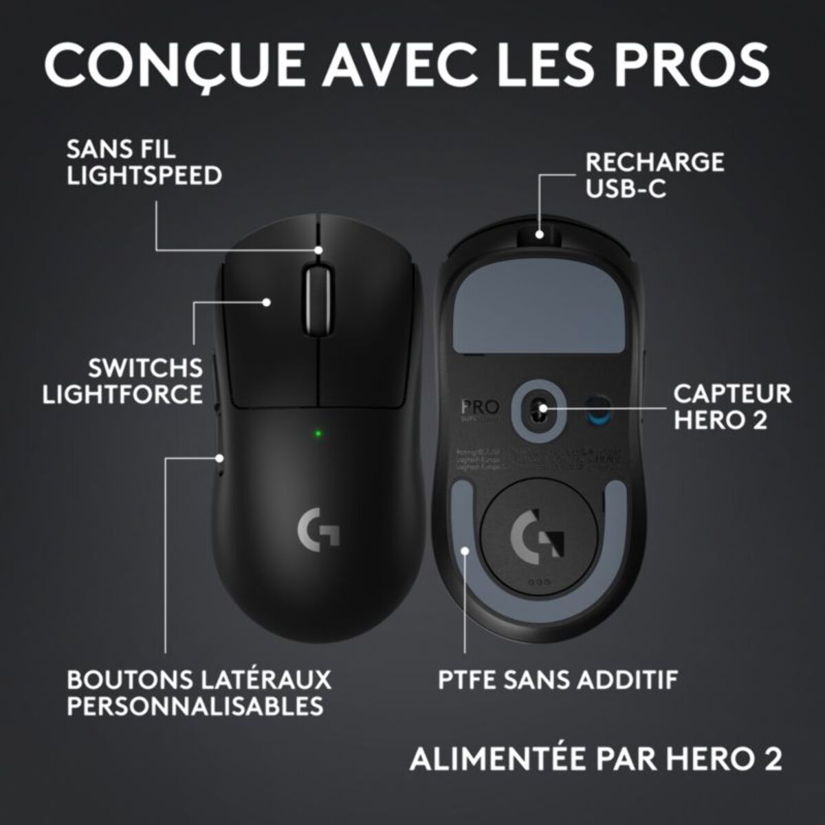 Souris Gamer Sans Fil LOGITECH Pro X superlight 2 compact Noir