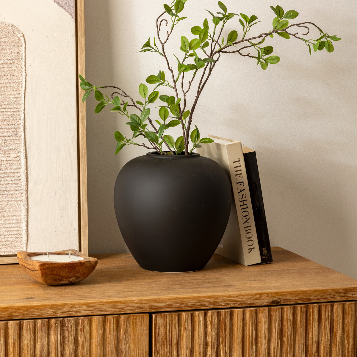 Vase boule Rily céramique noir H22cm