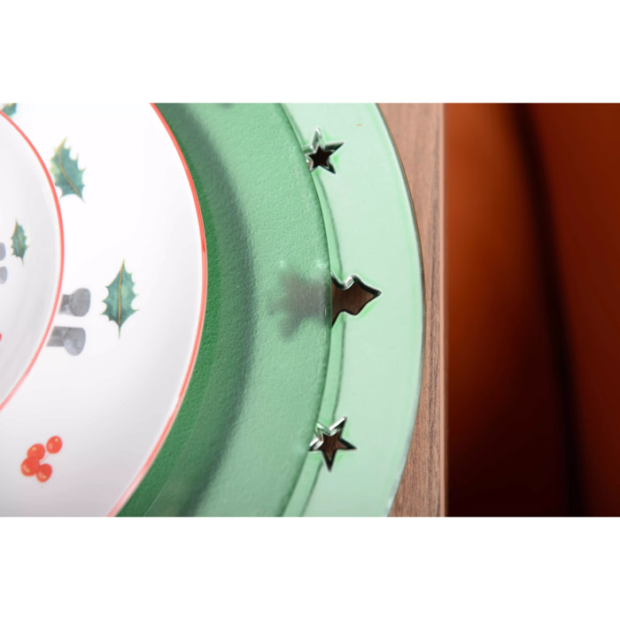 Lot de 6 Dessous d'assiette vert brillant decor sapin