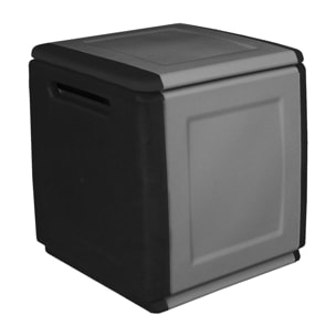 Baule Azziuro, Cassapanca multiuso, Baule contenitore, Box portaoggetti, 100% Made in Italy, 54x53h57 cm, Grigio chiaro e Nero