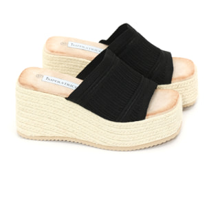 Sandali con zeppa e fascia in tessuto