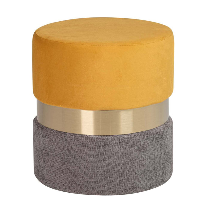 Puff Velvet Amarillo Gris 40x40x44 Cm