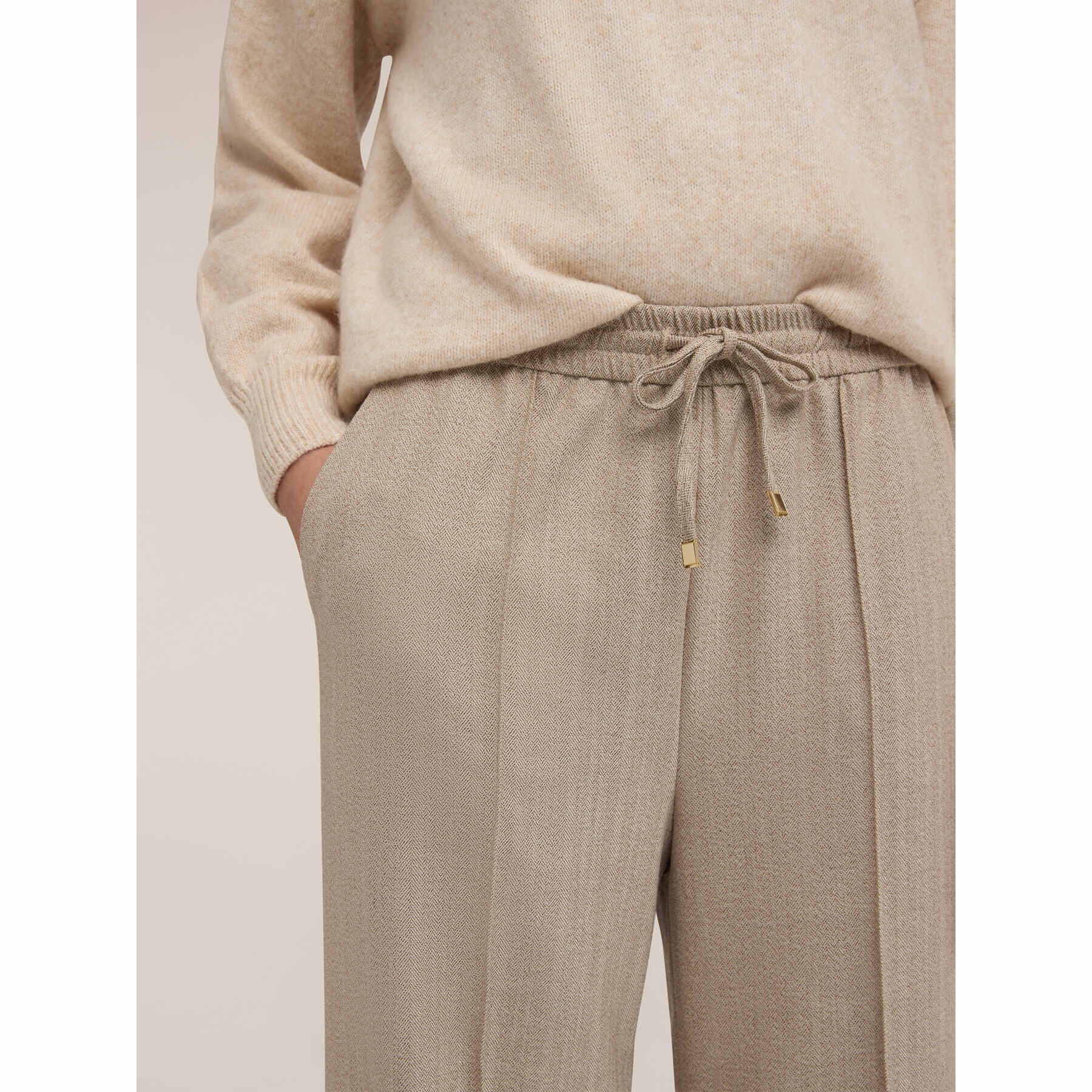 Motivi - Pantaloni palazzo in flanella - Beige