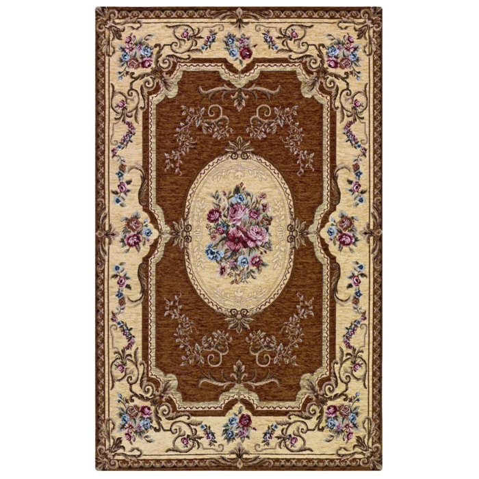 Tappeto Soggiorno Salotto Aubusson Color Marrone