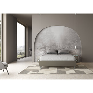 Letto matrimoniale con rete imbottito 160x190 similpelle cappuccino Azelia