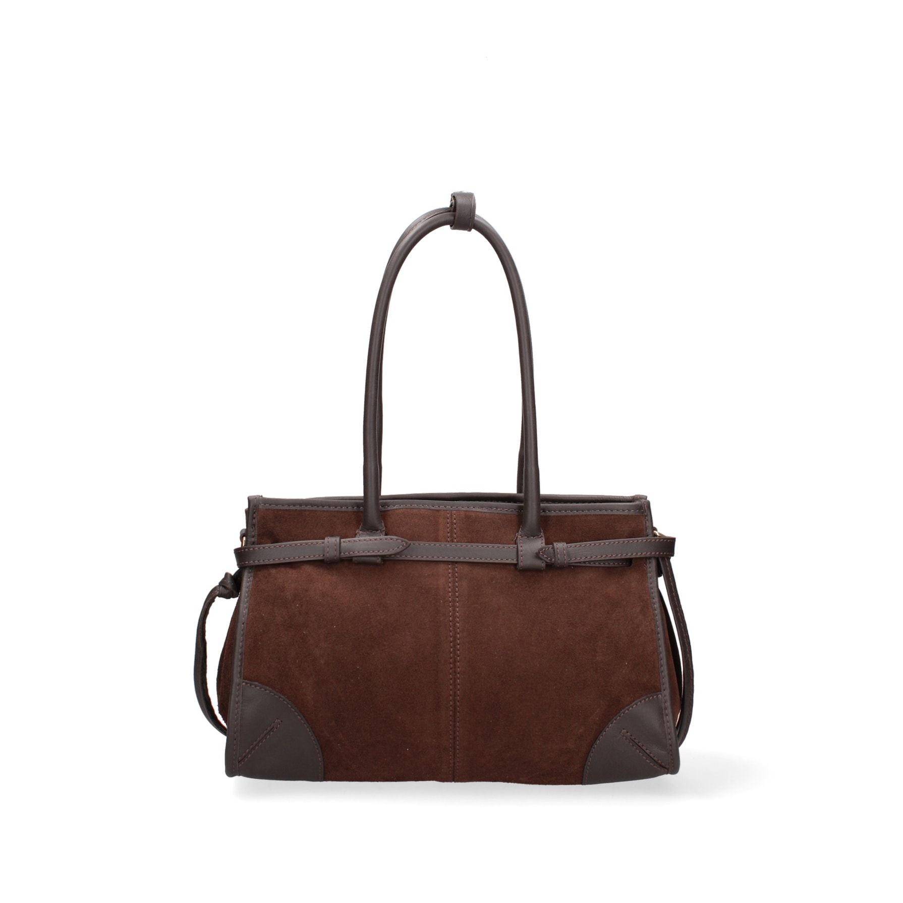 Borsa a spalla da donna Made in Italy - Modello Novara Ultra - Pelle scamosciata - 31.5 x 20.0 x 14.0 cm