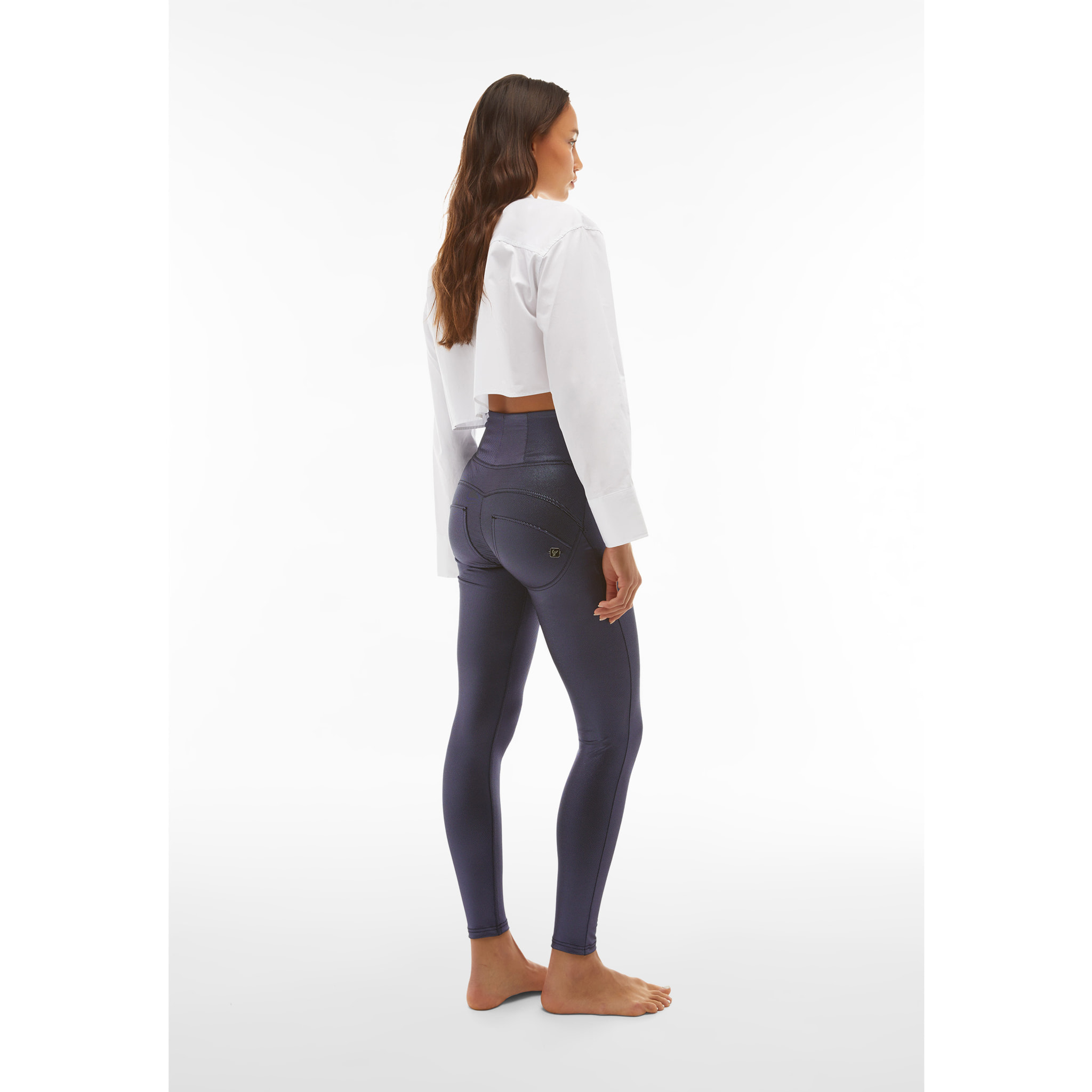 Pantaloni push up WR.UP® vita altissima effetto metallizzato