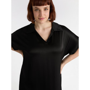 Fiorella Rubino - Vestito lungo con colletto in raso stretch - Nero