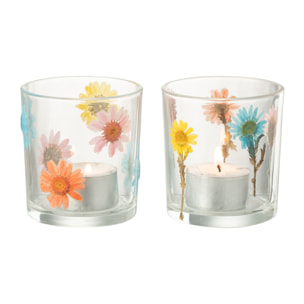 J-Line photophore Posy - verre - transparent/mix - small - 2 pcs