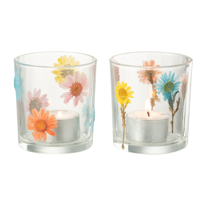 J-Line photophore Posy - verre - transparent/mix - small - 2 pcs