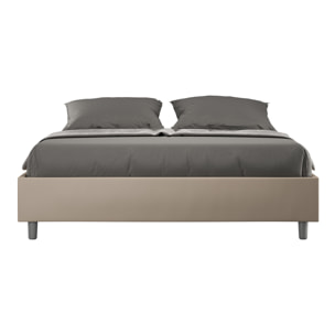 Cama sin somier acolchada 160x210 cuero sintético gris paloma Azelia