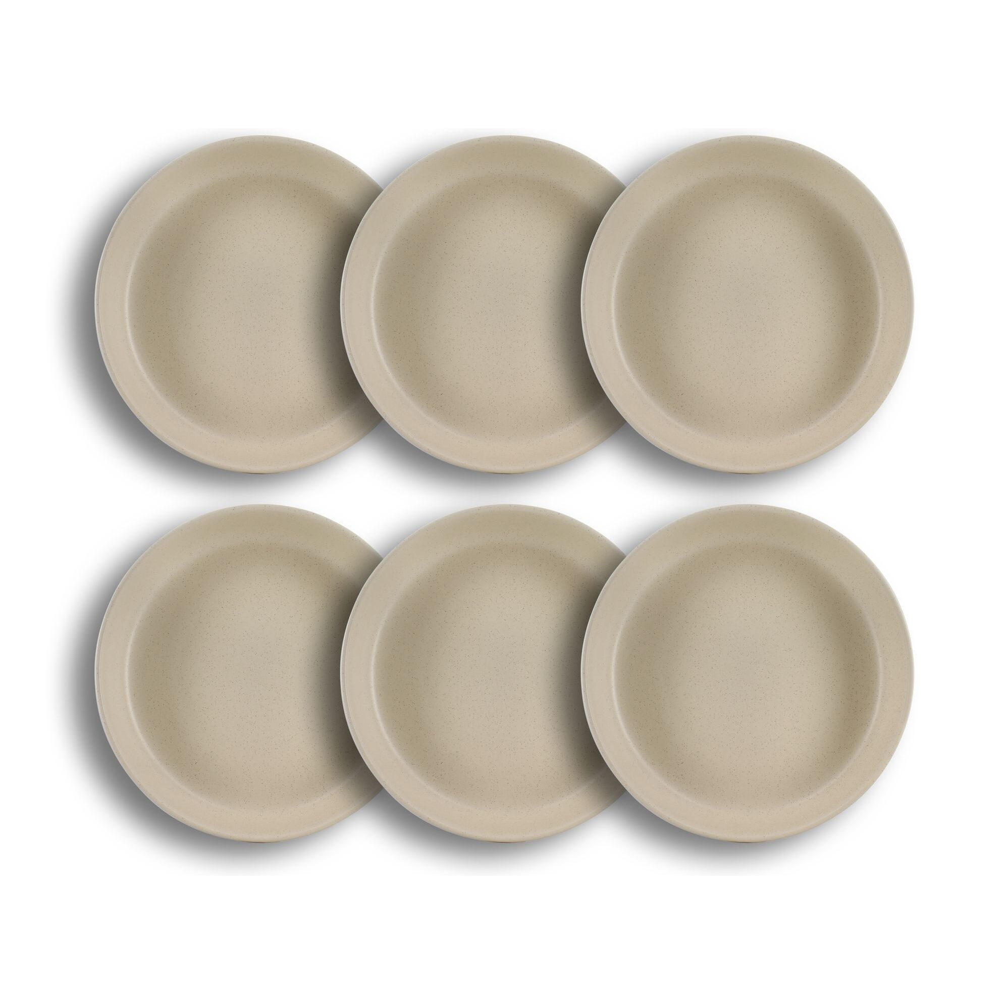 Lot de 6 assiettes creuses beige en grès 20,5cm ARITA