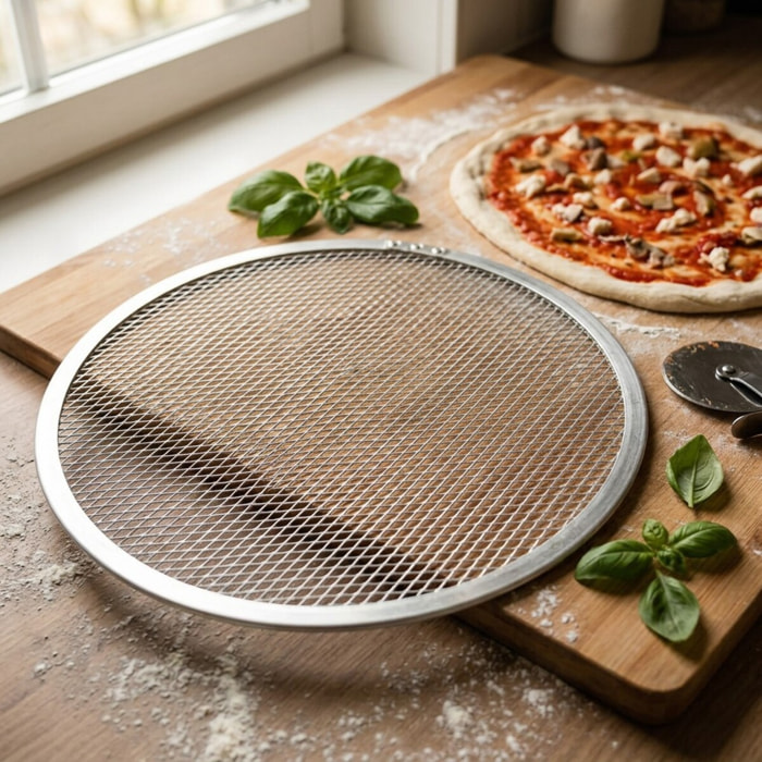 Plaque à pizza surgelée perforée en alu 33 cm FM Professional