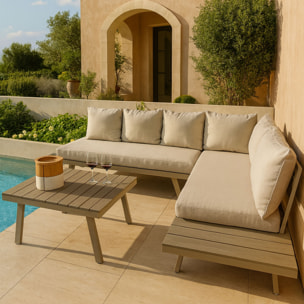 Salon de jardin 6 places en aluminium beige  CALVI