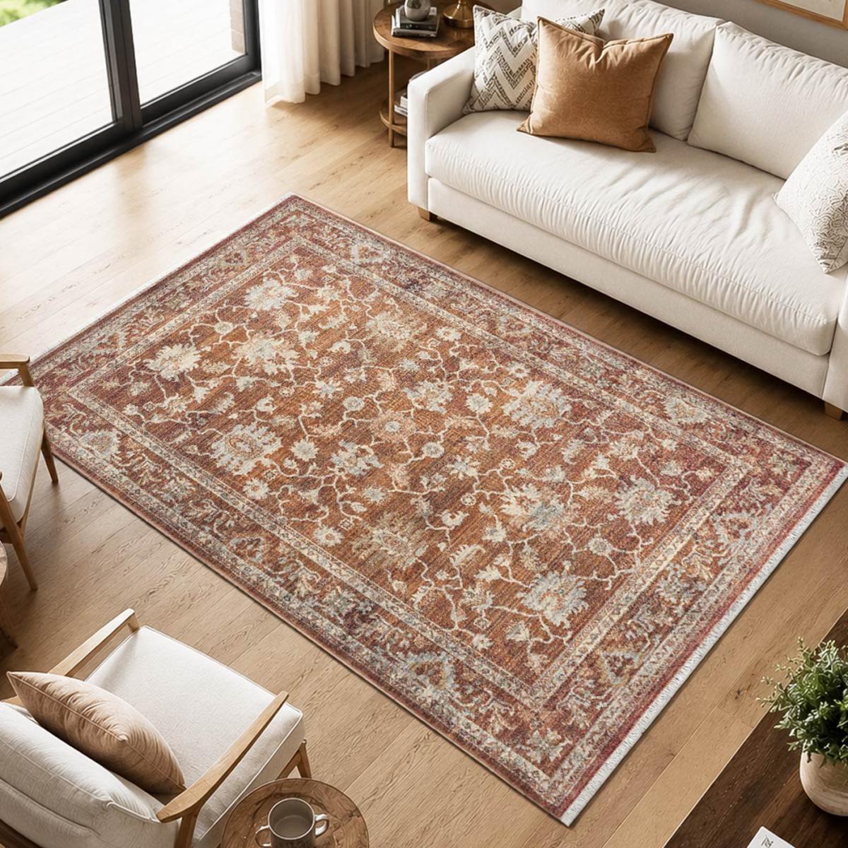 Tapis d'orient, motif oriental raffiné, tissé, poils ras