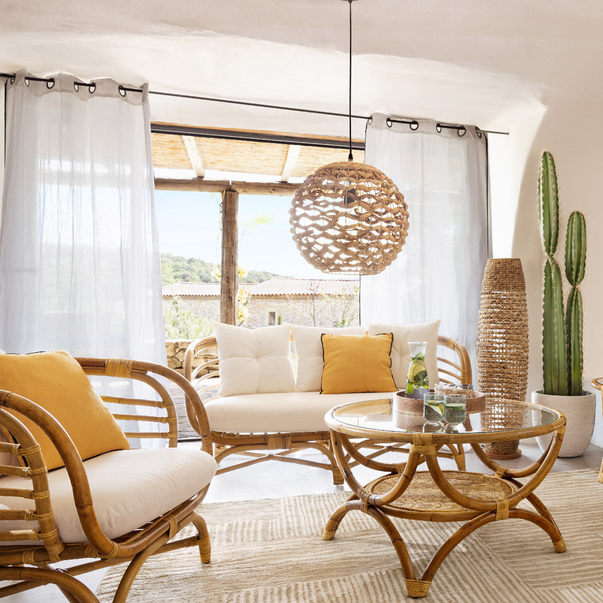 Canapé "Farah" - rotin 2 places