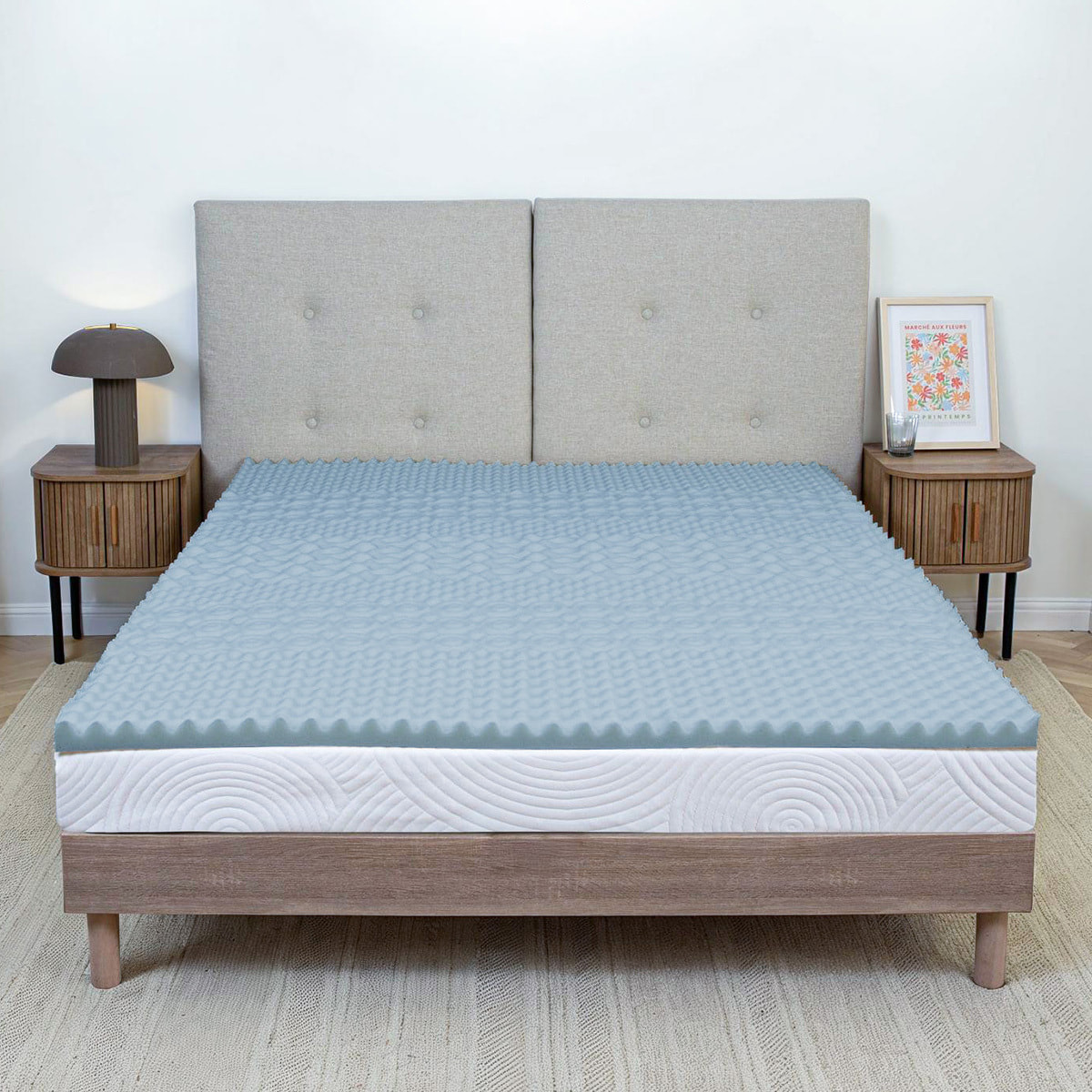 Surmatelas Mémoire de Forme et Gel Refresh, 6 cm, 7 Zones de Confort, Fabrication Française
