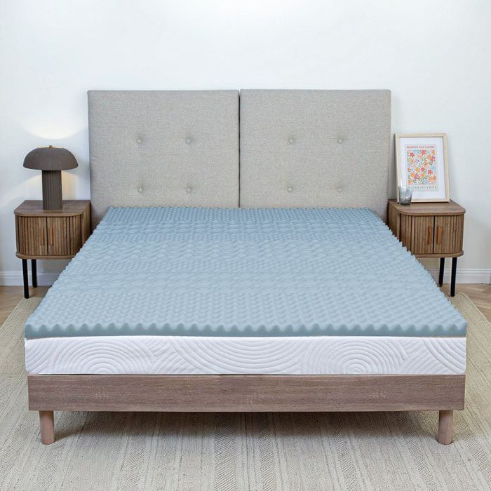Surmatelas Mémoire de Forme et Gel Refresh, 6 cm, 7 Zones de Confort, Fabrication Française