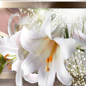 Affiche encadrée fleurs blanches élégantes Affiche + cadre en métal - Noir